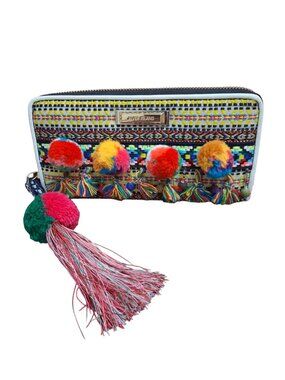 River Island Pom Pom Tassle Zip Around Purse